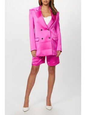NEW IN THE MOOD FOR LOVE bonnie satin jacket in fuchsia